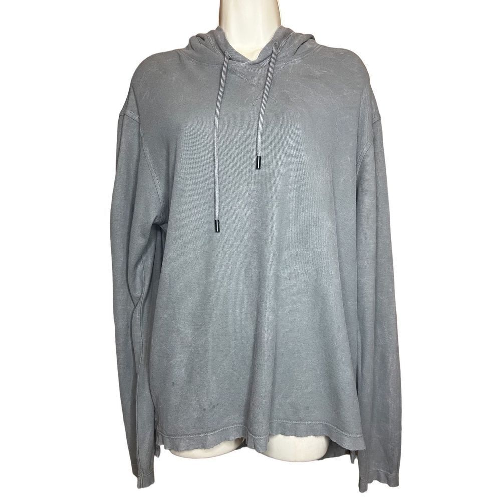 ATM Anthony Thomas Melillo Pull-Over Hoodied Long Sleeve Distressed T NWOT Size